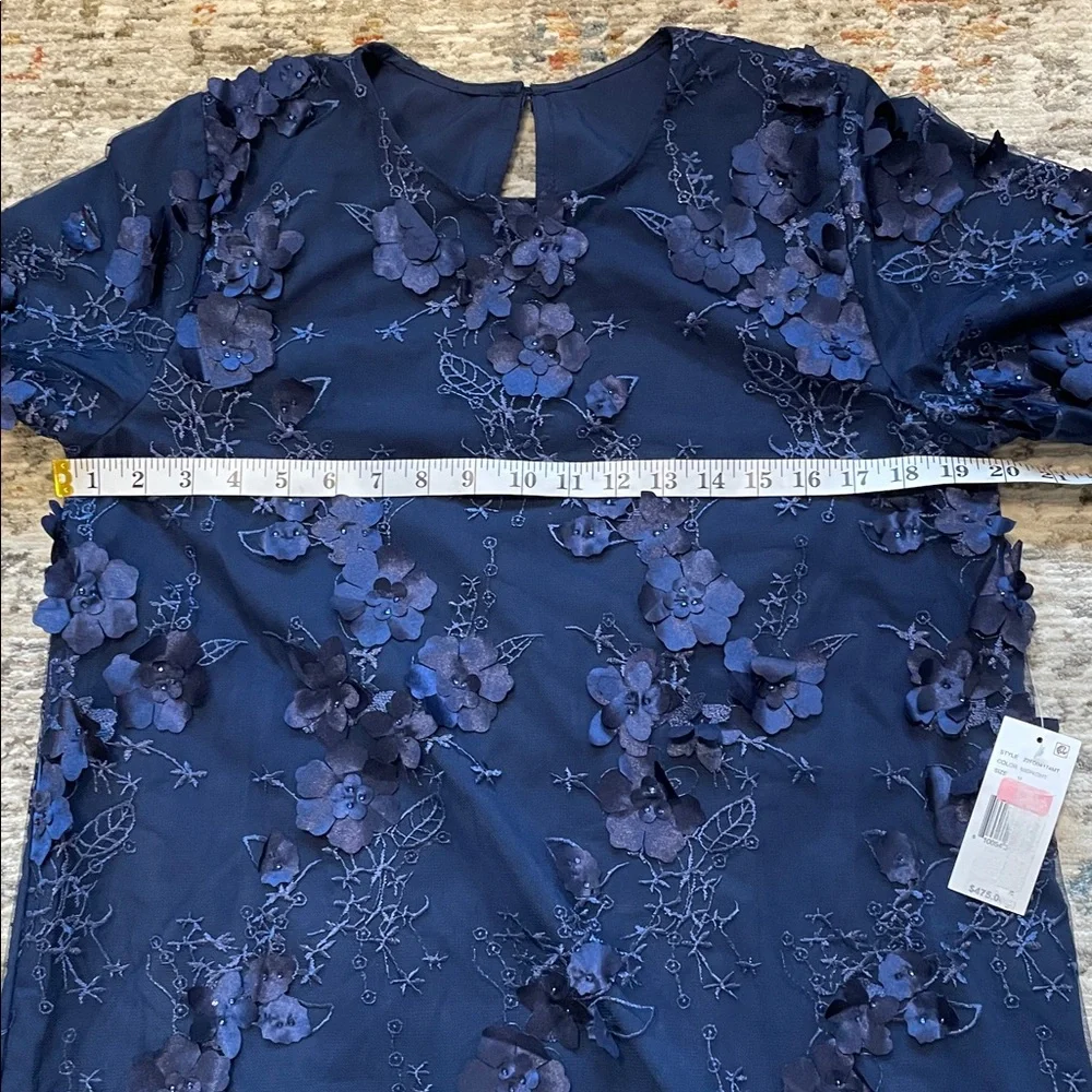 Mestiza New York The Flora A-Line Mini Dress Navy‎ Blue Long Flare Sleeve Med